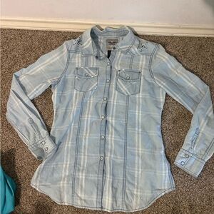 Harley Davidson Light Blue Button Down Shirt